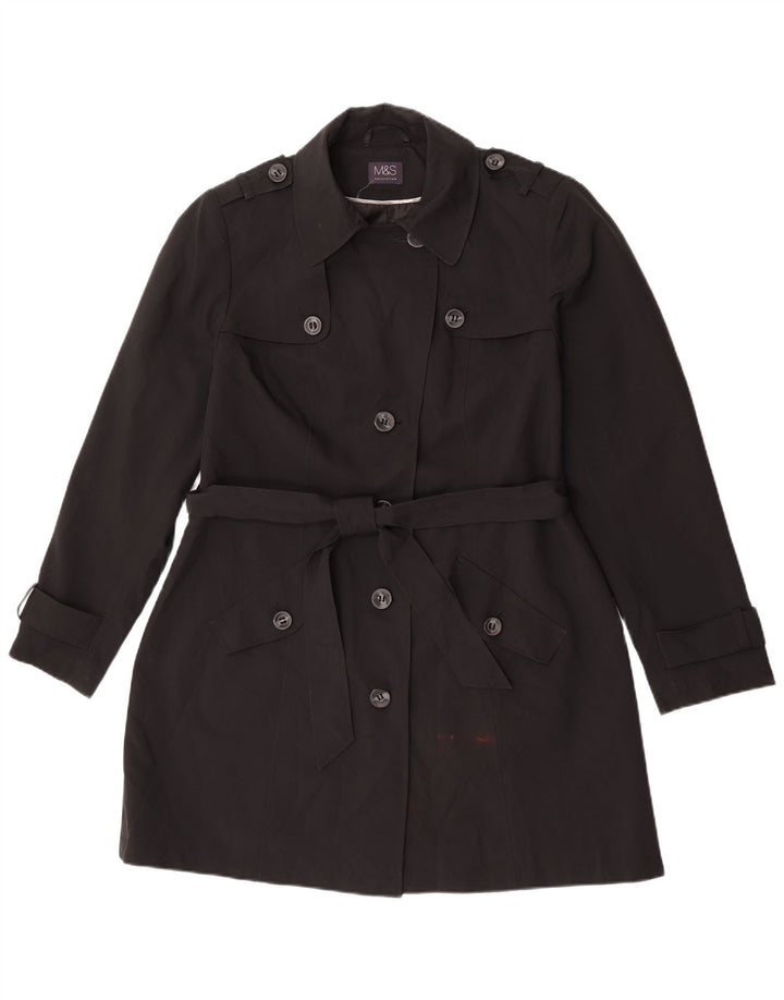 Casaco impermeável feminino Marks & Spencer Reino Unido 16 grande poliéster preto