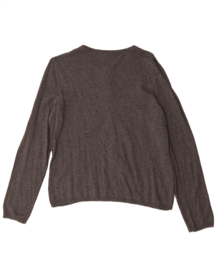 Suéter cardigã feminino Laura Ashley Reino Unido 14 algodão cinza médio
