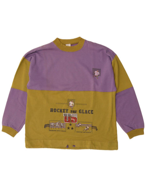 Tom Tino Mens USA Graphic Moletom Jumper Grande Roxo Colorblock Algodão