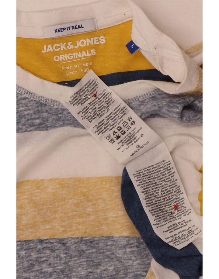 Camiseta masculina Jack & Jones grande poliéster listrado multicolorido