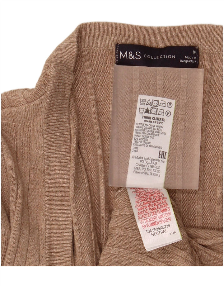 Marks & Spencer Suéter feminino Longline Open Cardigan Reino Unido 10 Pequeno Bege