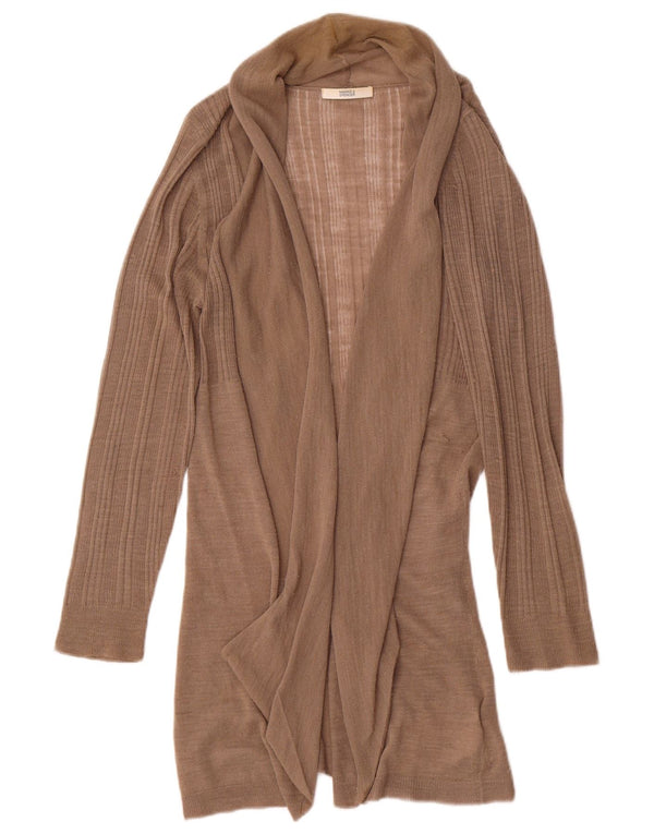 Marks & Spencer Suéter feminino Longline Open Cardigan Reino Unido 14 Médio Marrom