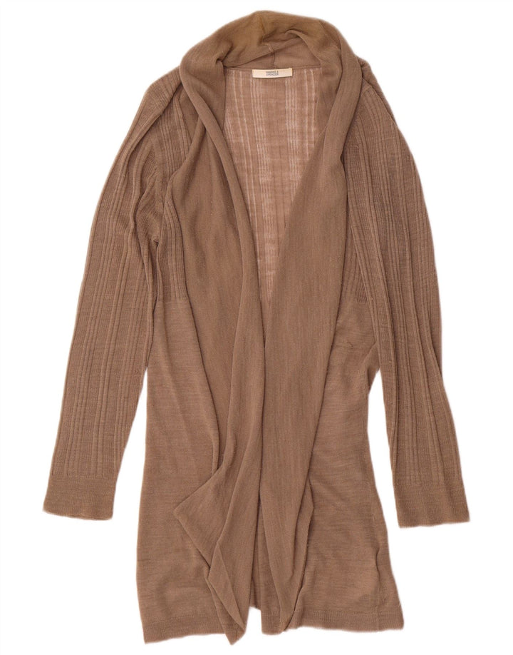 Marks & Spencer Suéter feminino Longline Open Cardigan Reino Unido 14 Médio Marrom