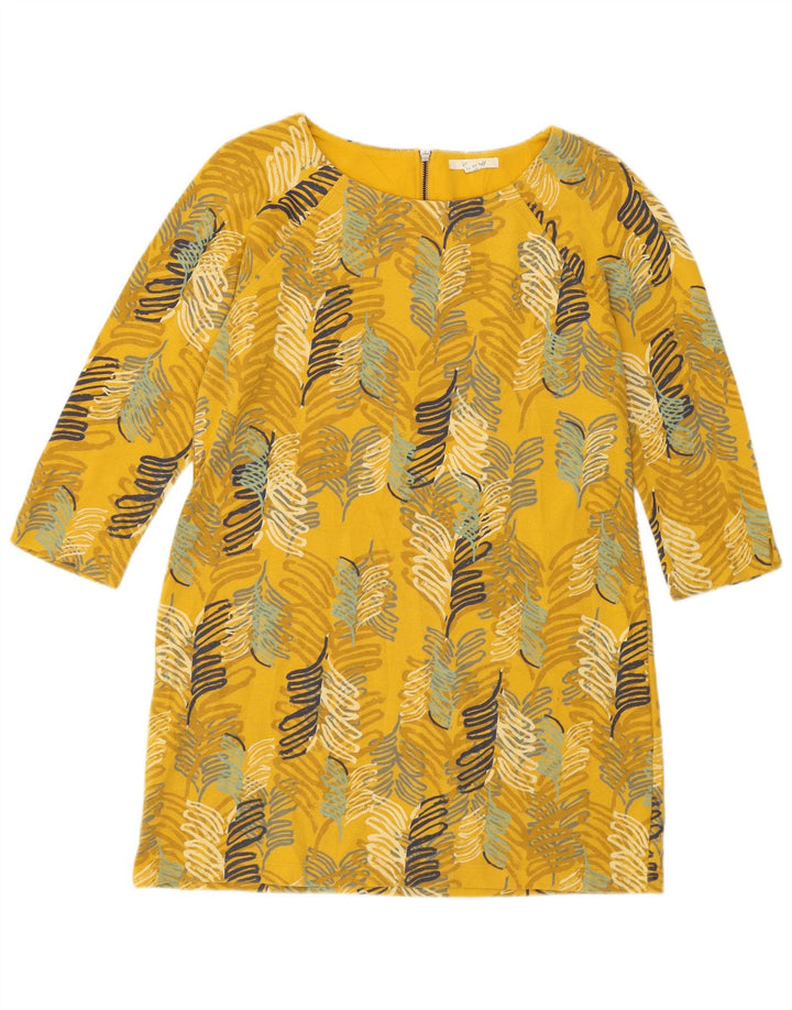 Vestido feminino White Stuff manga 3/4 Reino Unido 14 médio amarelo floral