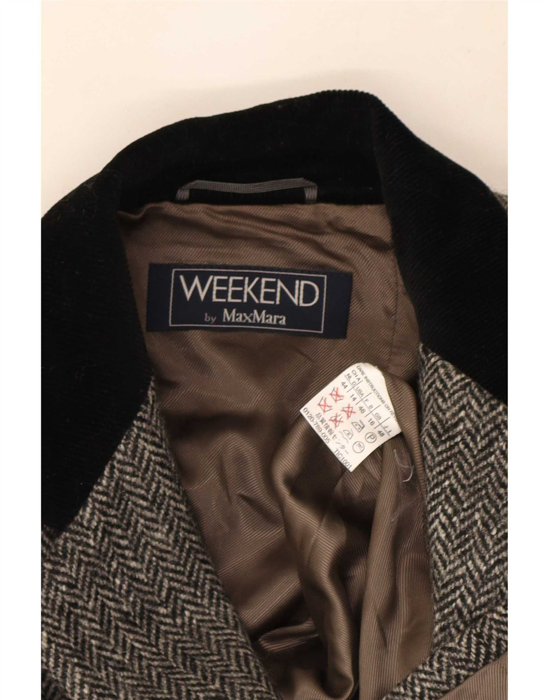 Max Mara Jaqueta blazer feminina de fim de semana com 3 botões Reino Unido 16 grande espinha de peixe cinza