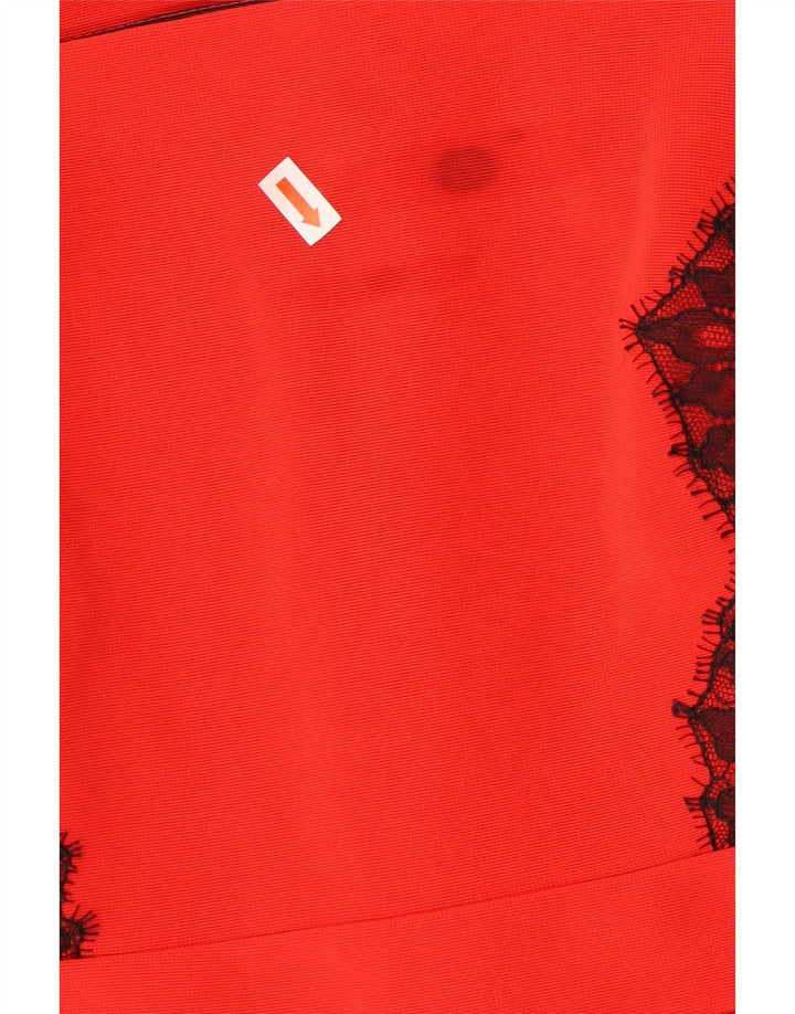 Vestido bainha feminino Marks & Spencer Reino Unido 12 poliéster floral vermelho médio