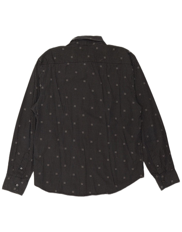 Camisa masculina TOM TAILOR XL preta listrada de algodão