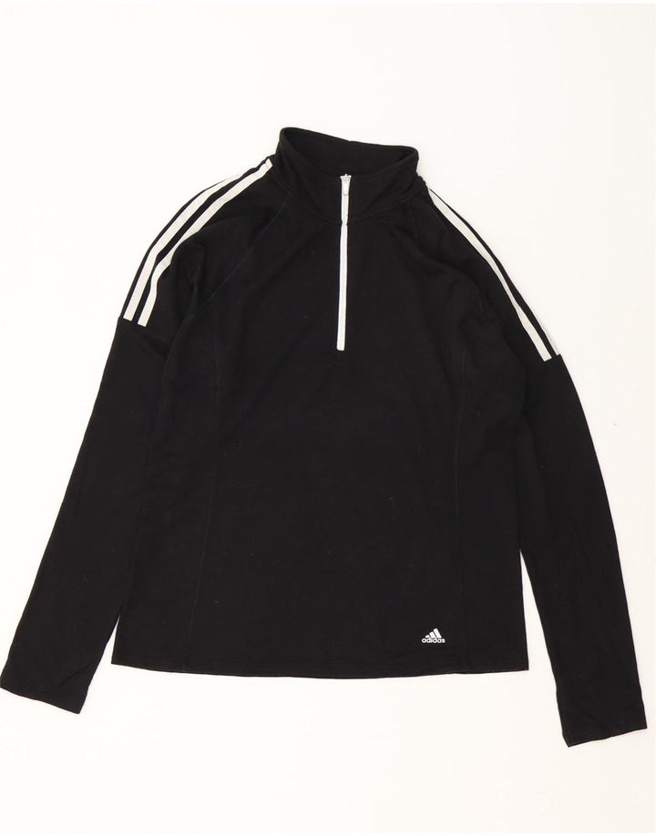 Adidas Mens Zip Neck Pullover Treino Top Médio Poliéster Preto