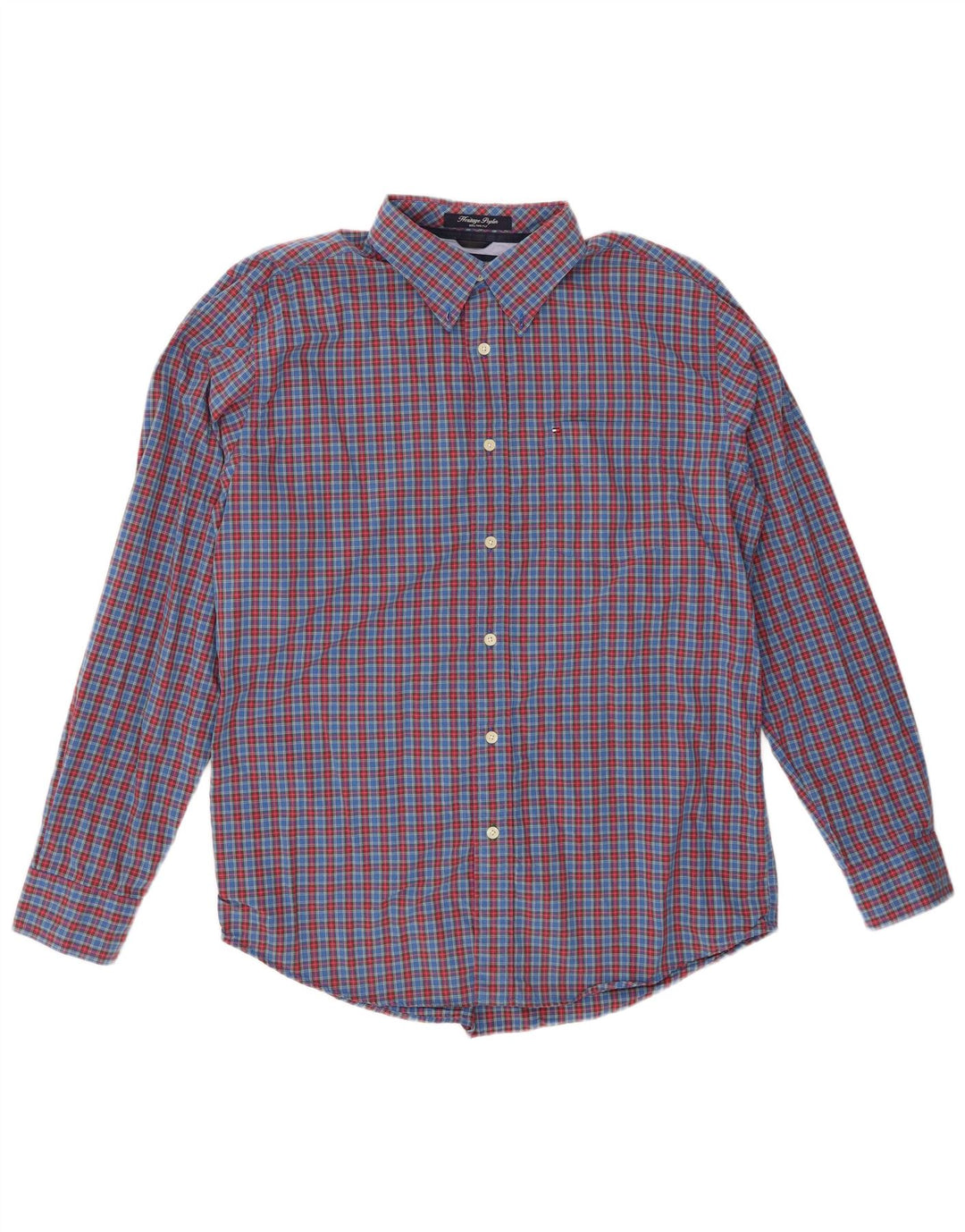 Camisa masculina TOMMY HILFIGER Heritage grande algodão xadrez azul