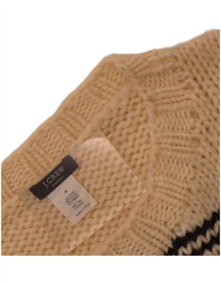 Suéter feminino J. Crew com gola canoa UK 12 médio off white Fair Isle