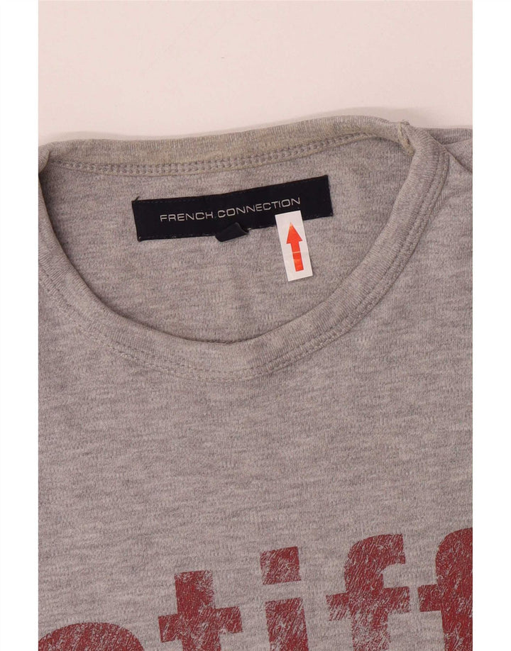 Camiseta gráfica masculina French Connection Top algodão cinza médio