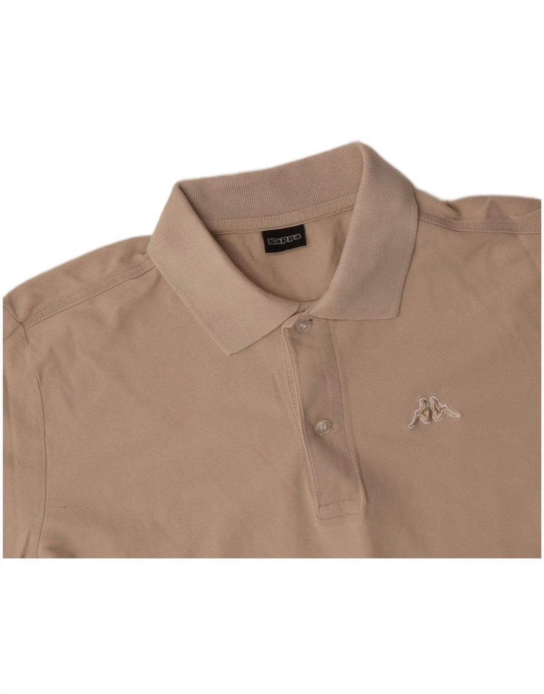 Camisa polo masculina de manga comprida KAPPA pequena bege algodão