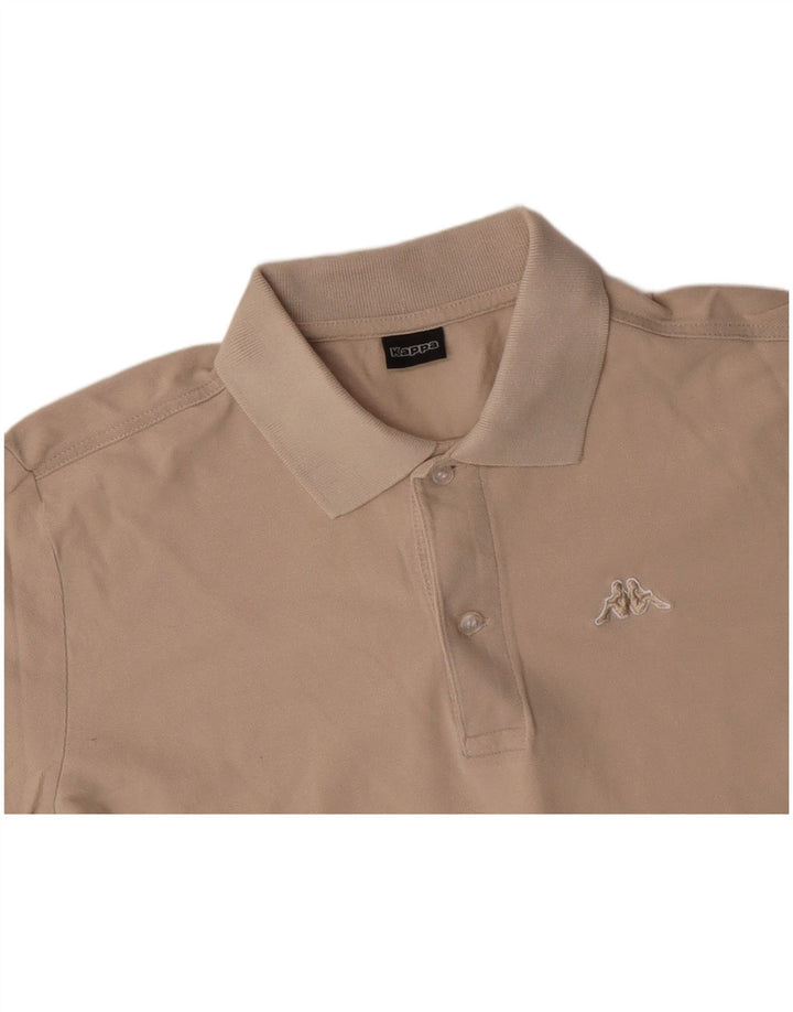 Camisa polo masculina de manga comprida KAPPA pequena bege algodão