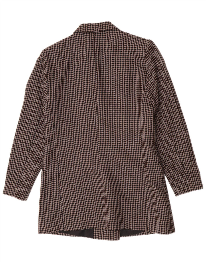 Conjunto de saia feminina vintage de 2 peças Reino Unido 14 médio W28 marrom houndstooth