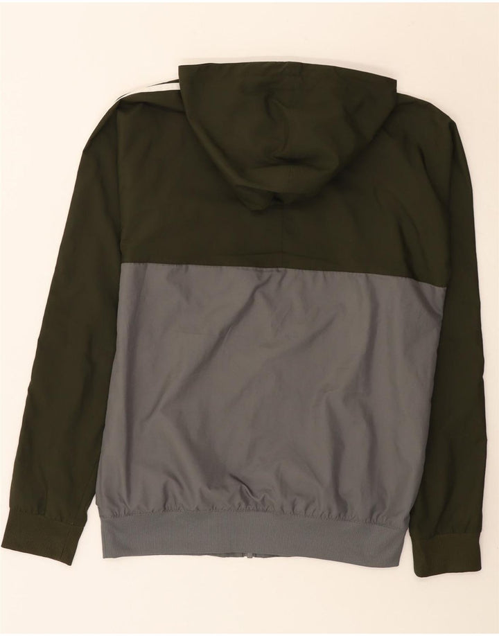 Adidas masculino moletom com capuz jaqueta superior pequeno cinza colorblock poliéster
