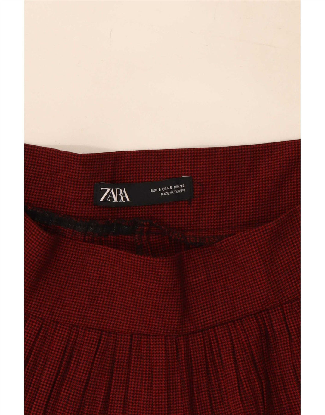 Zara Shorts Cullotes Feminino Pequeno W26 Vermelho Houndstooth