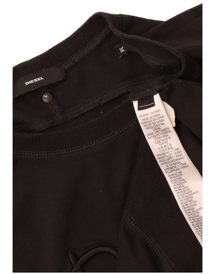 DIESEL feminino gráfico solto moletom jumper Reino Unido 14 médio preto