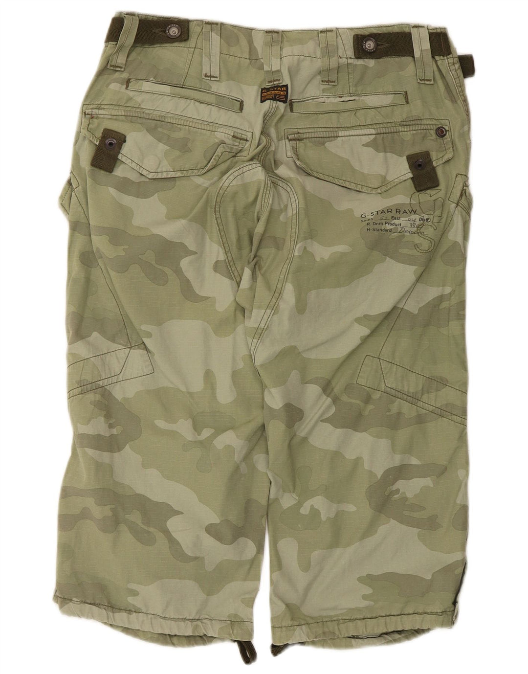 Bermuda cargo masculina G-Star médio W32 algodão camuflado verde
