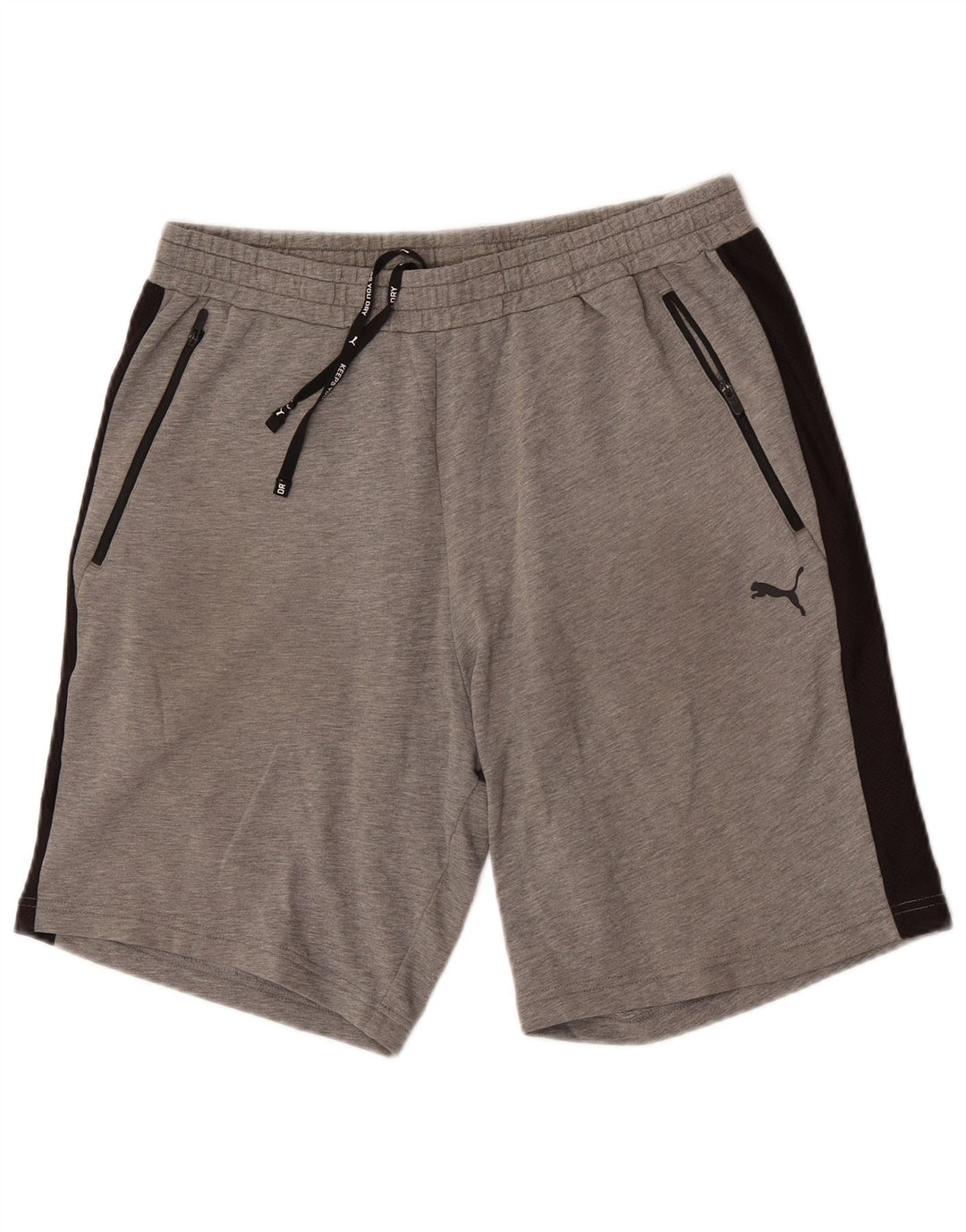 Shorts esportivos masculinos Puma grandes cinza colorblock algodão