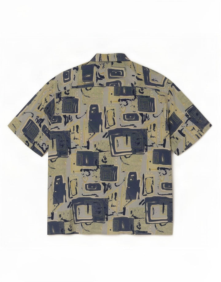 Camisa masculina de manga curta Ingram grande geométrica multicolorida