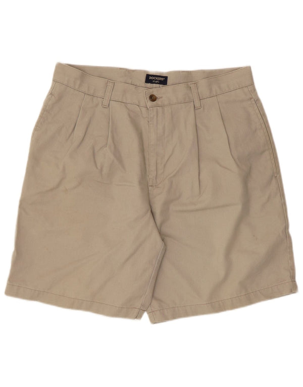 Dockers Mens Khakis Pegged Chino Shorts W33 Algodão Bege Médio