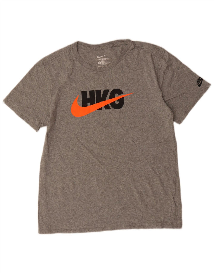 Camiseta feminina NIKE com corte atlético gráfico UK 14 grande algodão cinza