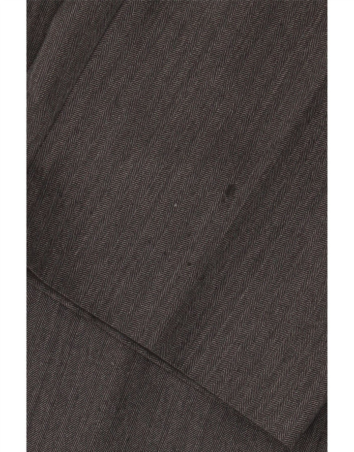 Calça masculina de terno reto Marks & Spencer W36 L31 lã espinha de peixe cinza