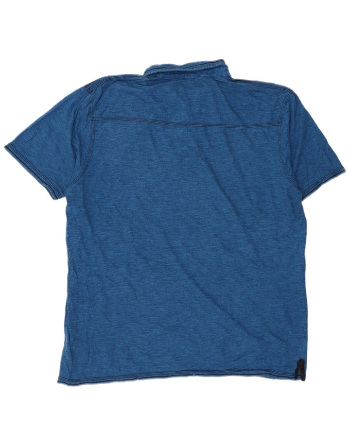 Camisa polo masculina BKE 2XL algodão manchado azul