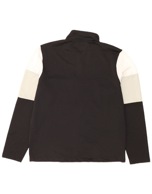 FILA Mens Zip Neck Pullover Treino Top XL Preto Colourblock Poliéster