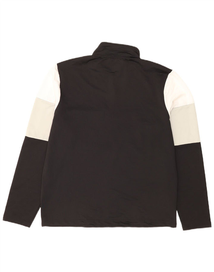 FILA Mens Zip Neck Pullover Treino Top XL Preto Colourblock Poliéster