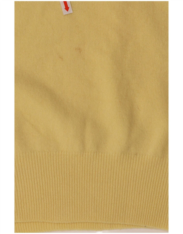 Suéter masculino VINTAGE com decote em V IT 52 grande lã amarela