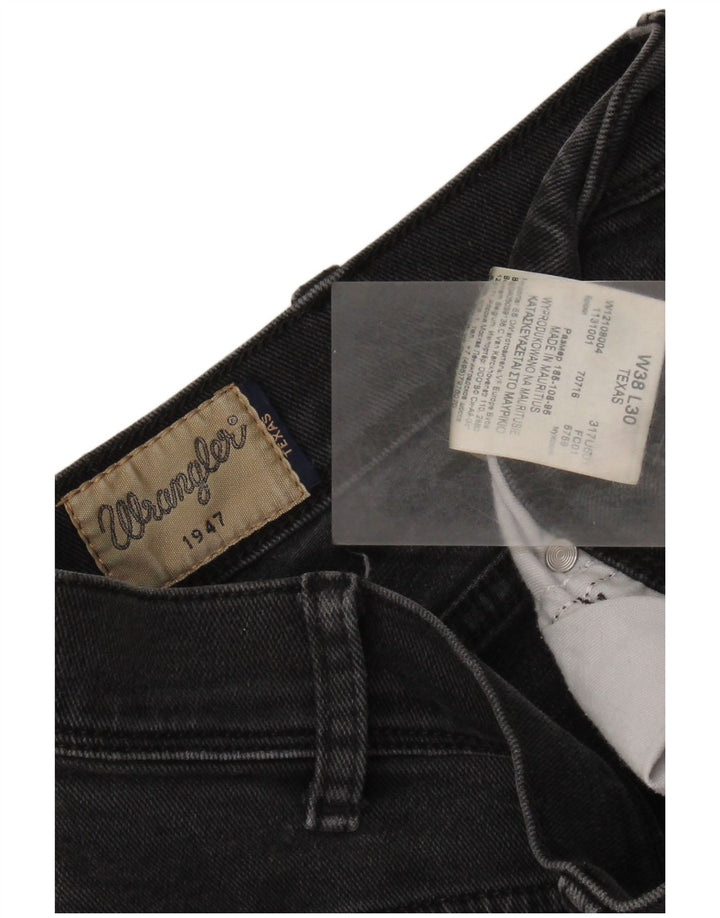 WRANGLER Masculino Texas Straight Jeans W38 L30 Algodão Preto
