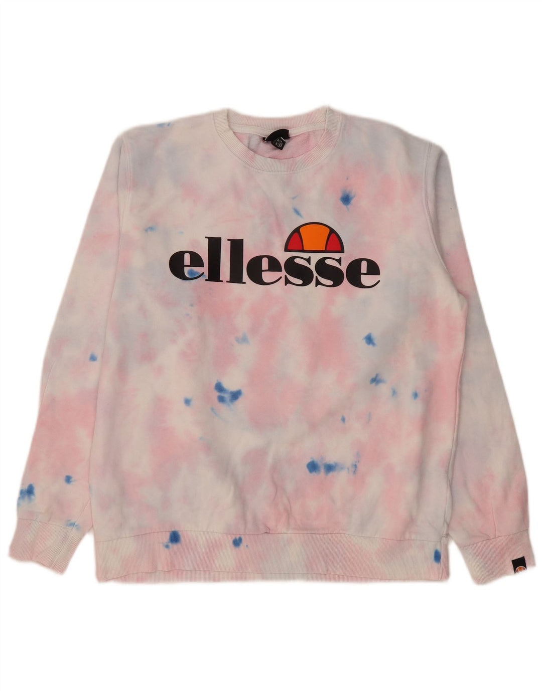 Moletom feminino Ellesse com estampa gráfica UK 12 algodão tie-dye rosa médio