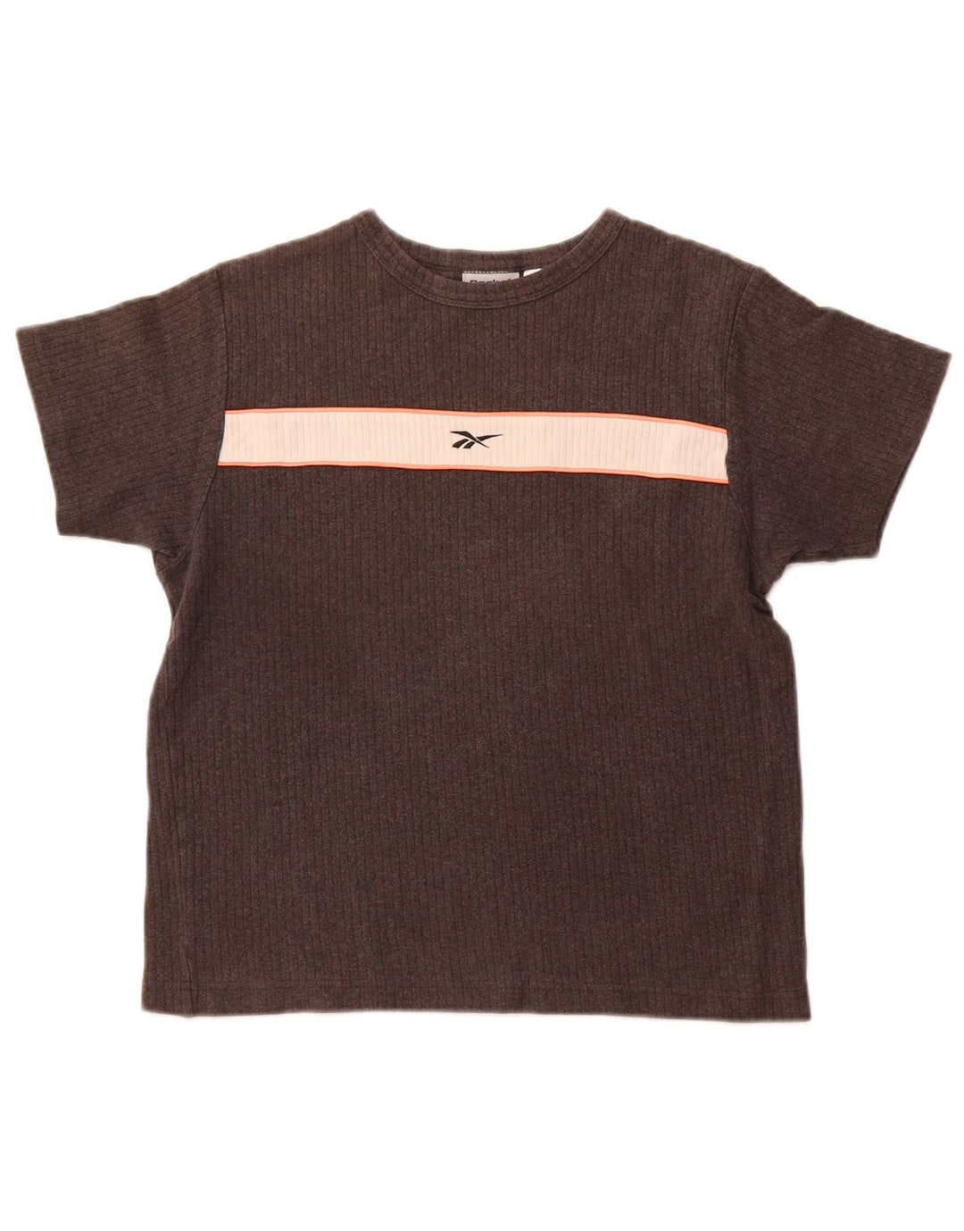 Camiseta feminina REEBOK UK 12 algodão colorblock cinza médio