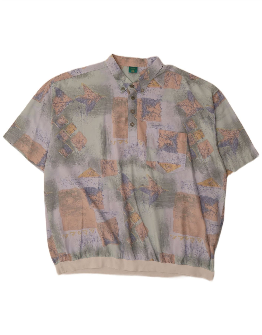 Canda Mens Abstract Pattern Camisa Pulôver de Manga Curta 3XL Multicolorido