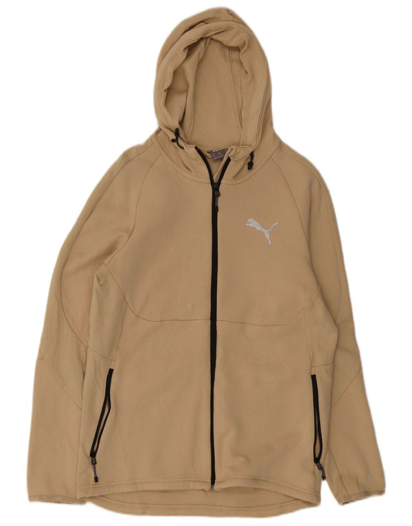Suéter Puma masculino com capuz e zíper médio bege algodão