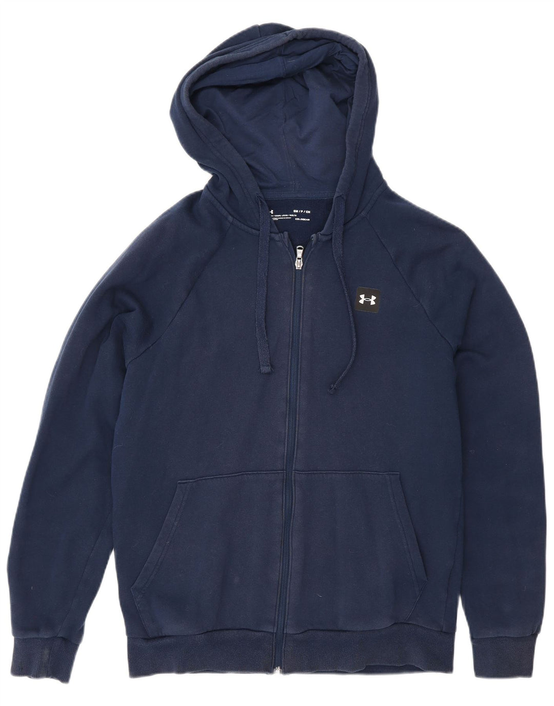 Suéter masculino Under Armour Regular Fit Zip com capuz de algodão azul marinho médio