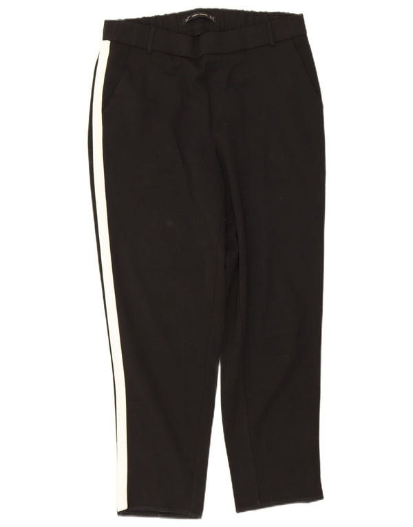 Zara Calça feminina Trafaluc cortada média W28 L25 preta colorblock