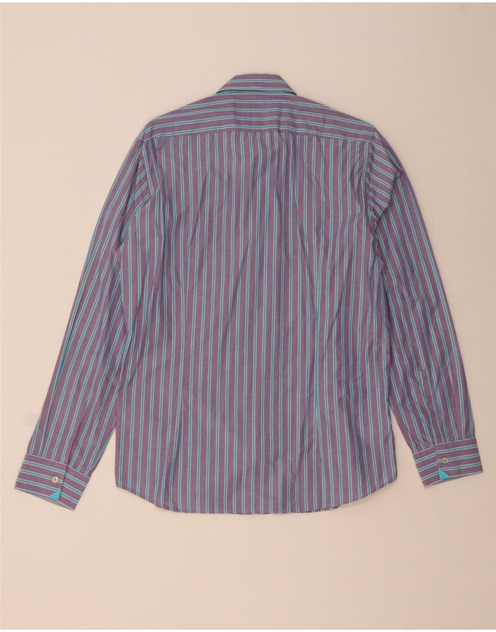 Camisa masculina de ajuste regular HUGO BOSS de algodão listrado roxo médio