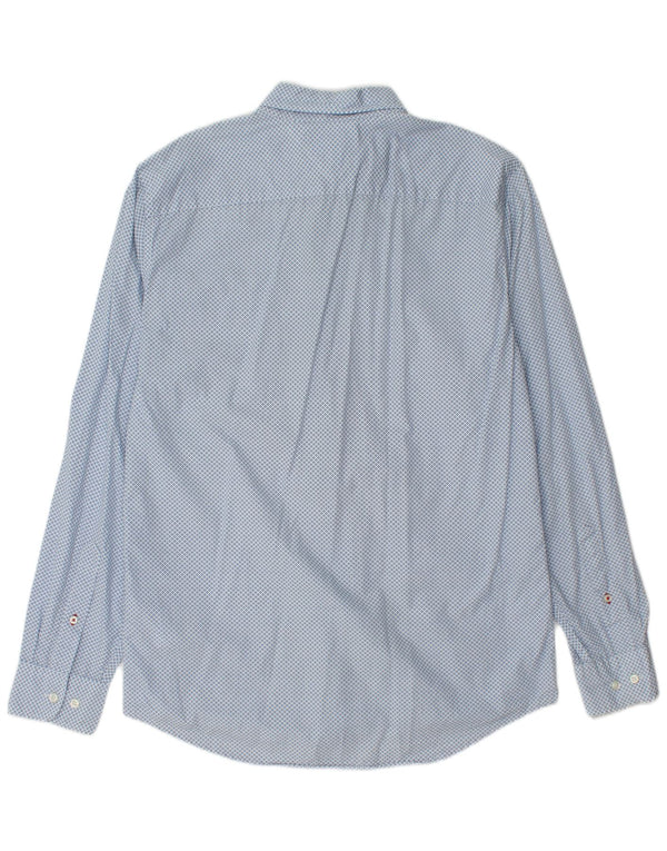 Camisa masculina TOMMY HILFIGER regular fit algodão manchado azul médio