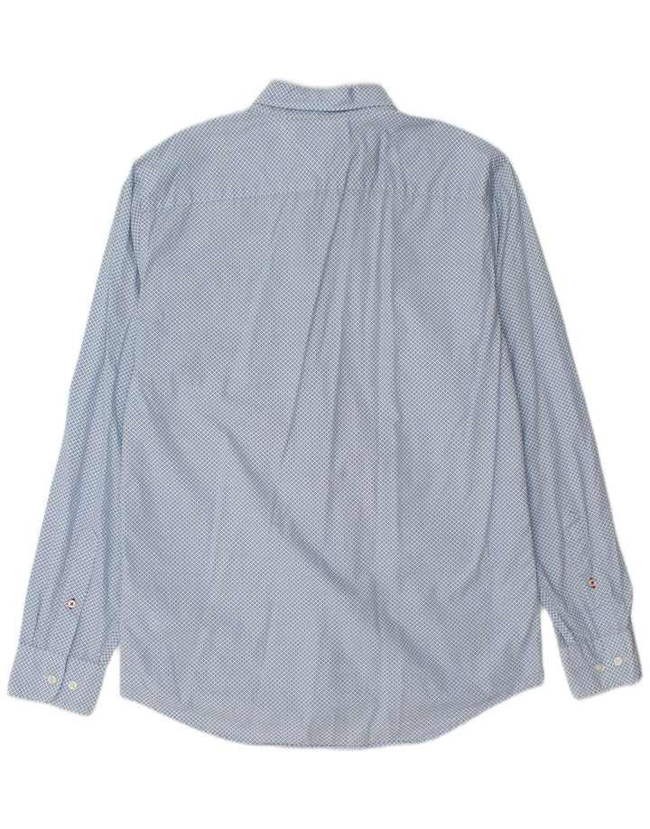 Camisa masculina TOMMY HILFIGER regular fit algodão manchado azul médio