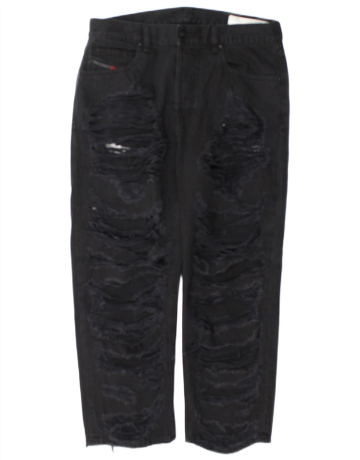 Diesel feminino Aryel Distressed Regular Straight Jeans W29 L25 Preto Clássico