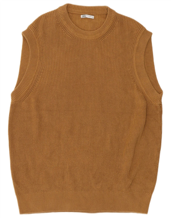 Regata masculina Zara com colete pequeno de algodão marrom