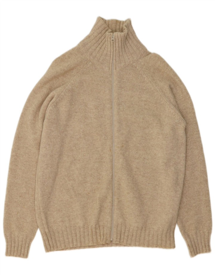 Suéter cardigã masculino Zara grande lã bege