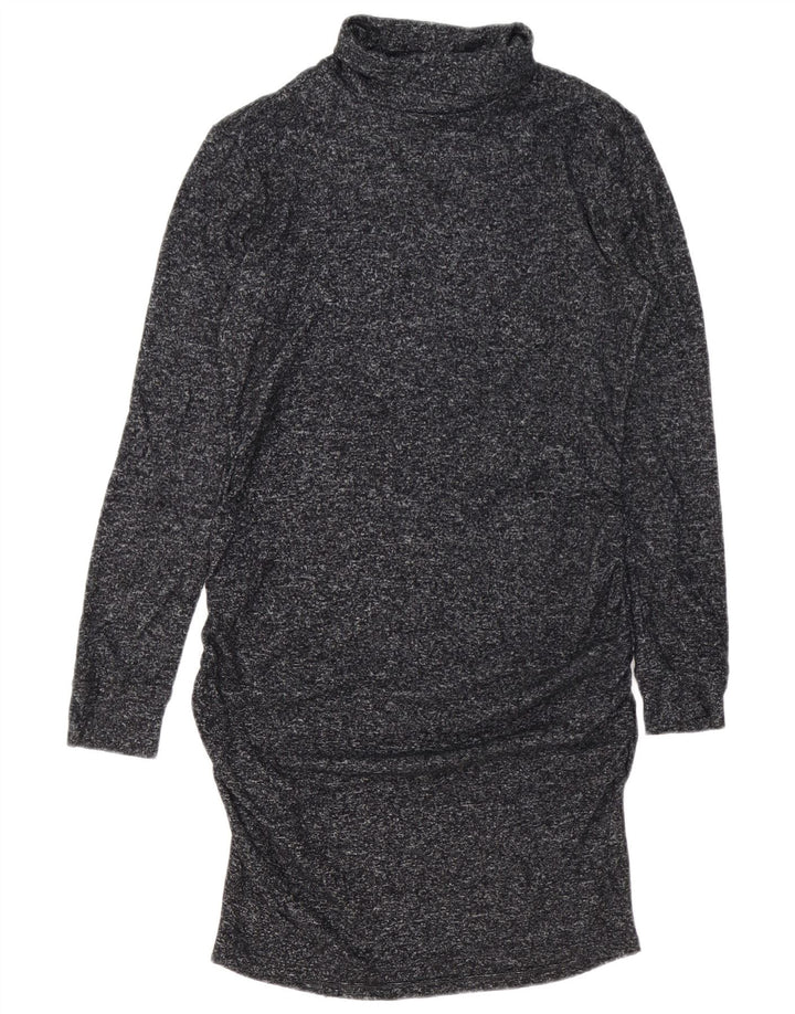 Vestido jumper feminino Athleta com gola redonda Reino Unido 14 médio azul marinho manchado rayon