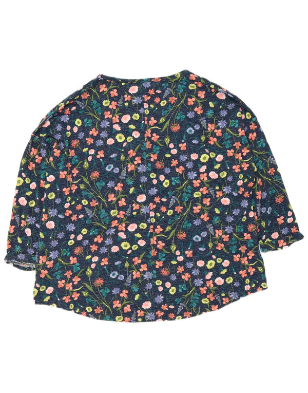 Top feminino Marks & Spencer manga 3/4 UK 22 3XL azul marinho floral poliéster