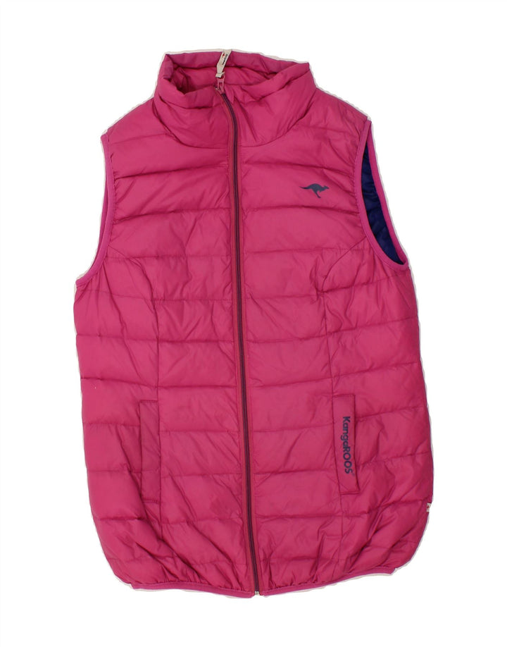 KANGAROOS Womens Graphic Padded Gilet IT 44 Medium Pink Polyester Vintage Kangaroos and Second-Hand Kangaroos from Messina Hembry 