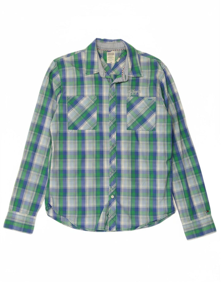 Camisa masculina TOMMY HILFIGER grande algodão xadrez multicolorido