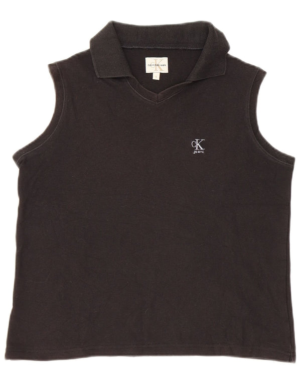 Polo Calvin Klein Jeans Feminino Crop Sem Mangas Reino Unido 10 Pequeno Preto