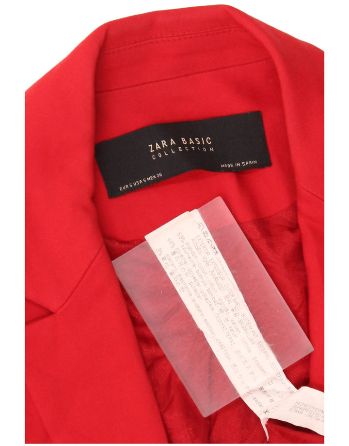 Jaqueta blazer feminina Zara com 1 botão Reino Unido 10 pequeno algodão vermelho